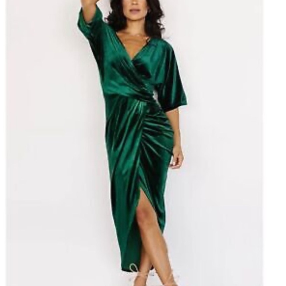 Baltic Born Brendyn Emerald Green Velvet Wrap Dress